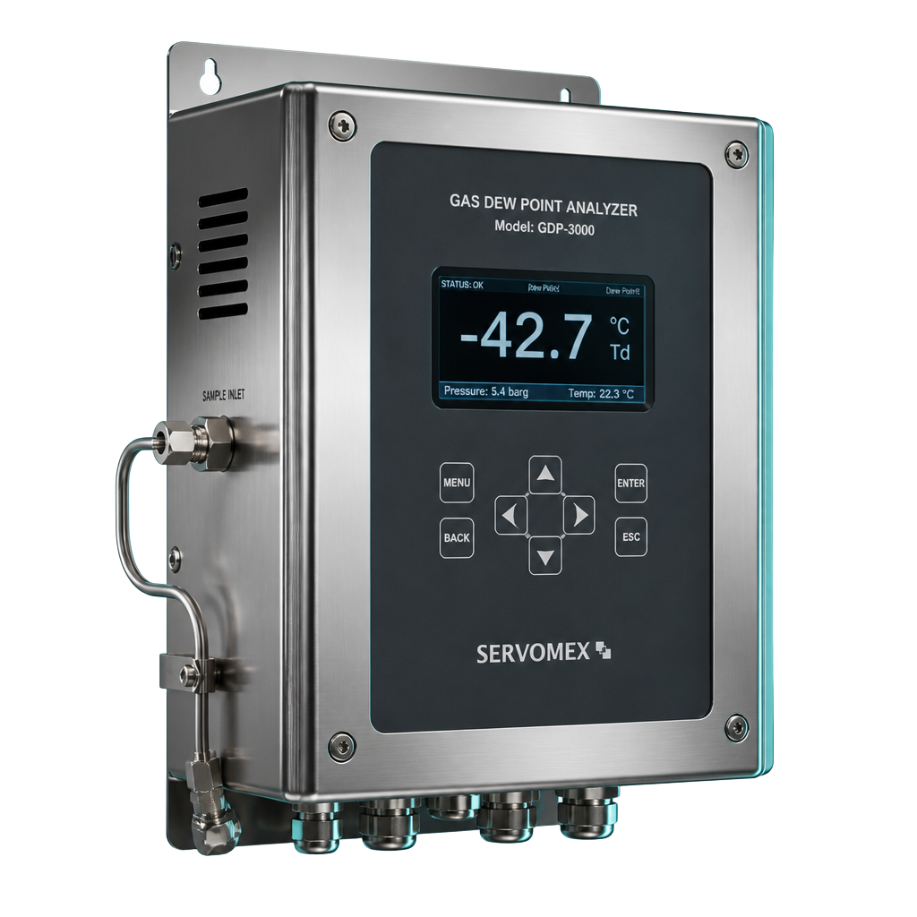 Stationary gas dew point analyzer in a stainless steel enclosure
